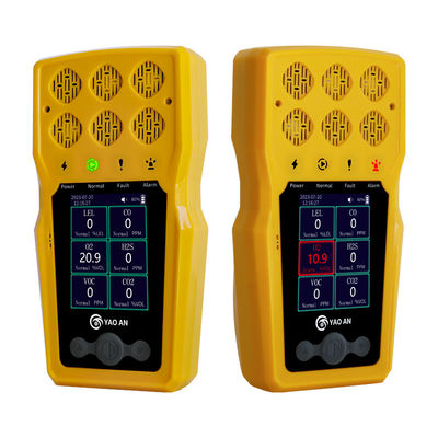 6 Gasmonitor van Yaoan voor zuurstof O2 koolmonoxide CO waterstofsulfide H2S en brandstoffen LEL gasdetector